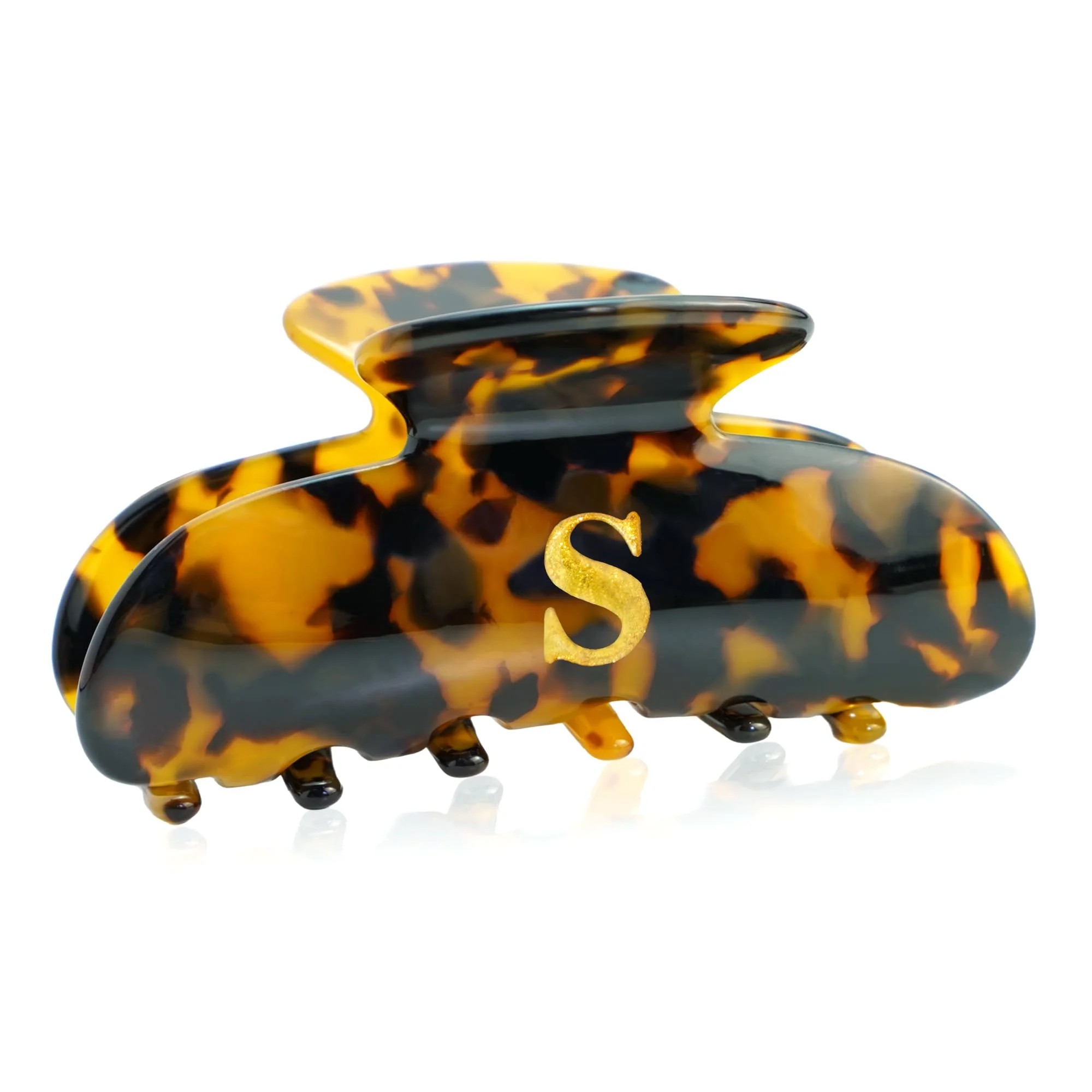 Flexible Fohufo Initial Cute Hair Clips - Tortoise Shell Letter Elegant Hair Claw Clips Glitter Claw Clips Durable Hair Clips Wedding Gift Bridesmaid Gifts Advanced