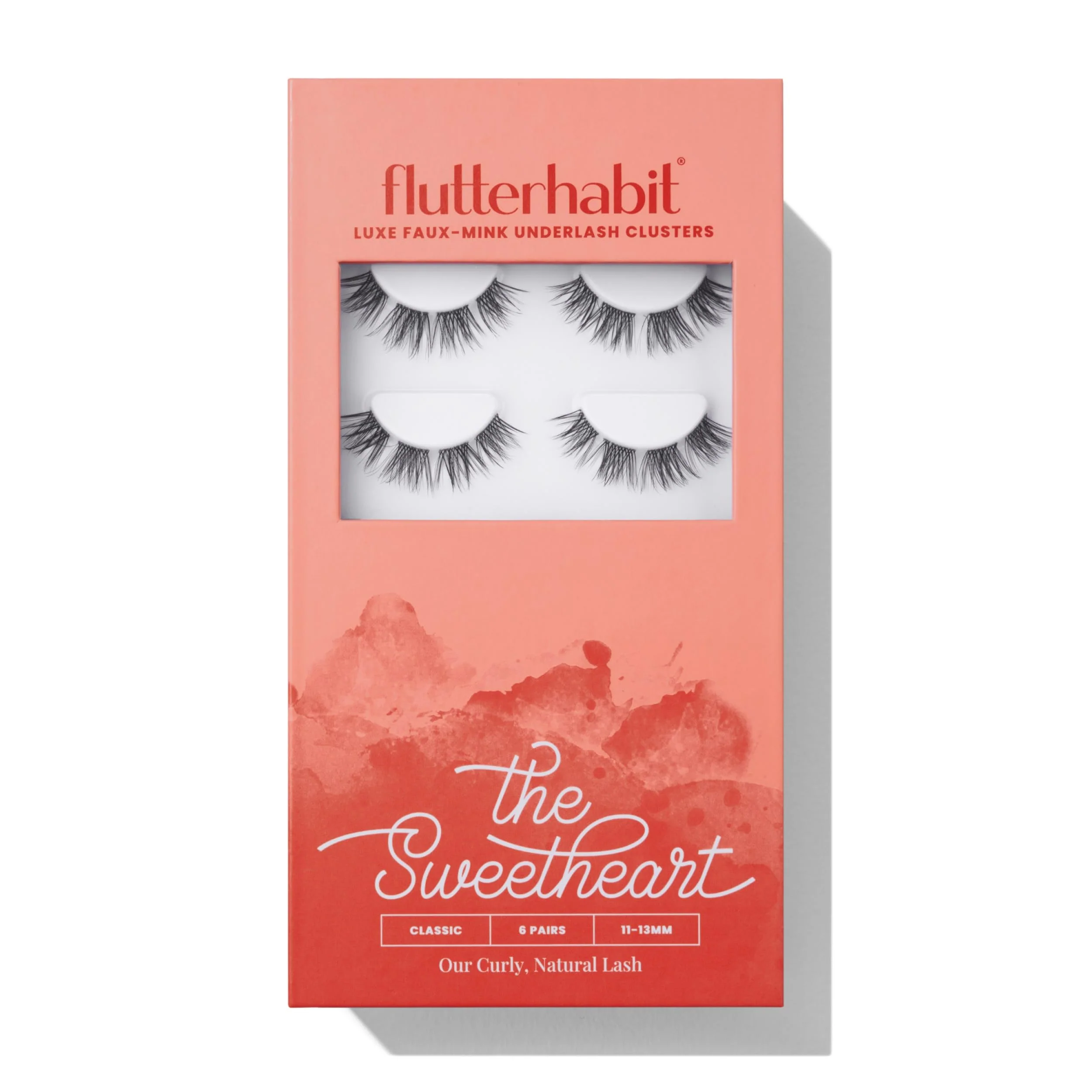 Prestigious FlutterHabit The Sweetheart prepTECH Classic 6 Pair Underlash Extensions 11-13mm Natural Curl Lash Clusters Under Lash Eyelashes Home Application Exclusive