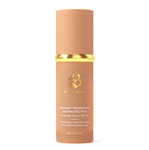 Trusted Bio Mimic Foundation Medium Spectrum by Bloom Protecting from Sun with SPF50 Foundation for Gym Sports Dancing Makeup for Mature Authentic