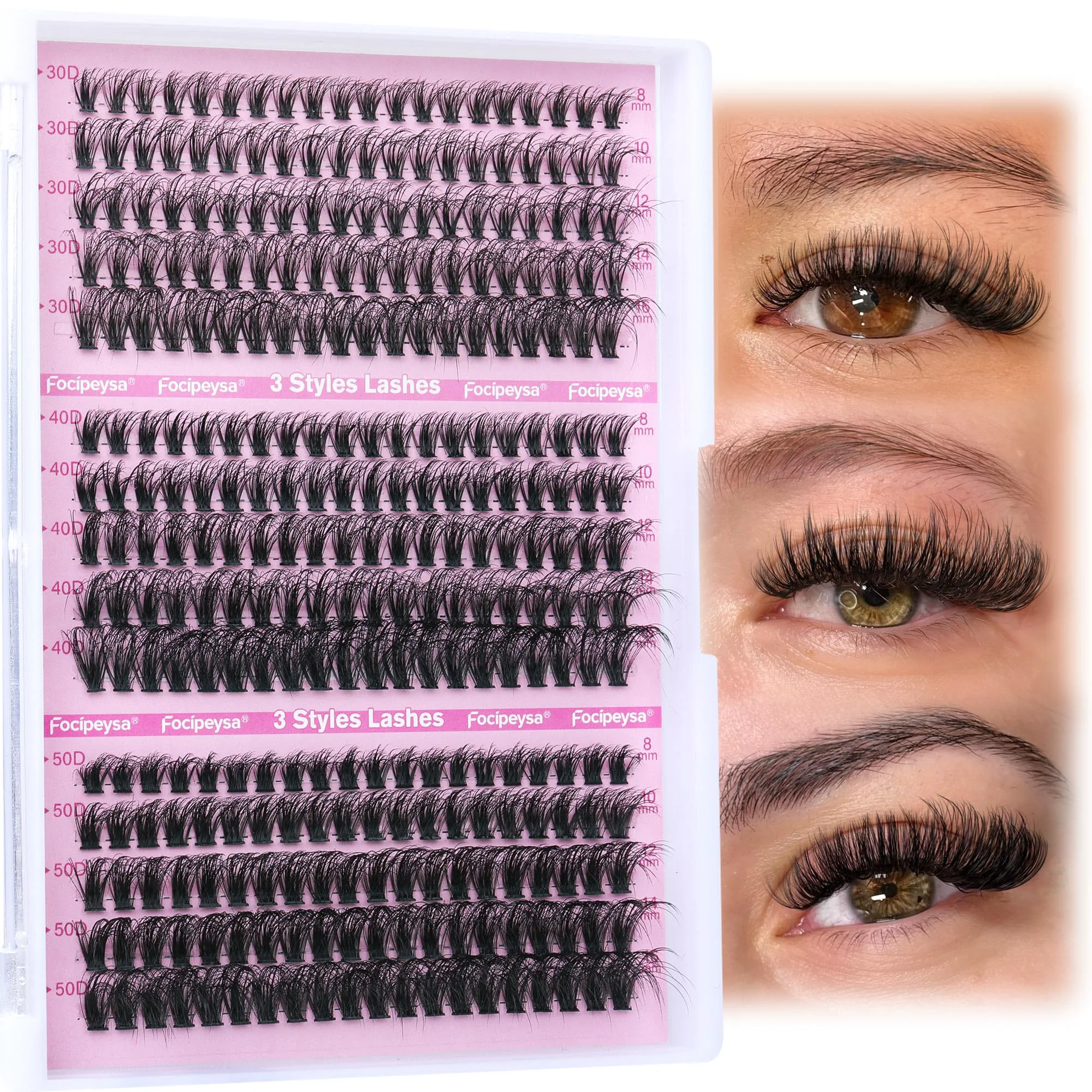 Relaxed Full Volume Lash Clusters DIY Lash Extension 300pcs Clusters Lashes D Curly Eyelash Extension 8-16mm Individual Lashes Mink for Self Application at Casual