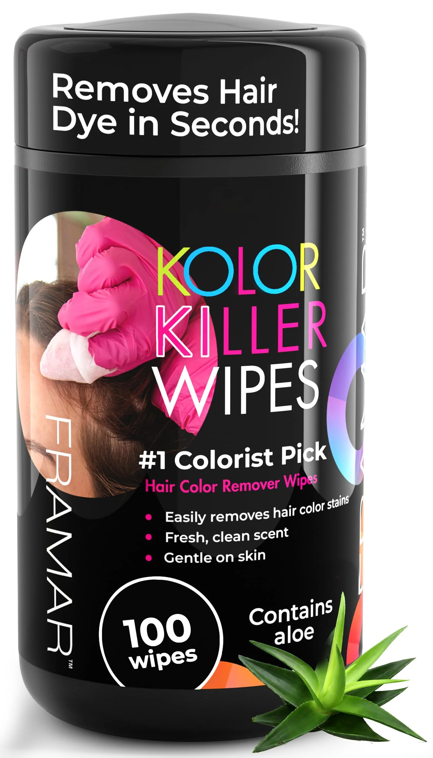Quality Framar Kolor Killer Wipes - Hair Dye Remover For Skin Hair Color Remover For Dyed Hair Gentle on Skin Pleasant Scent - Wipes Dispenser of 100 Safe