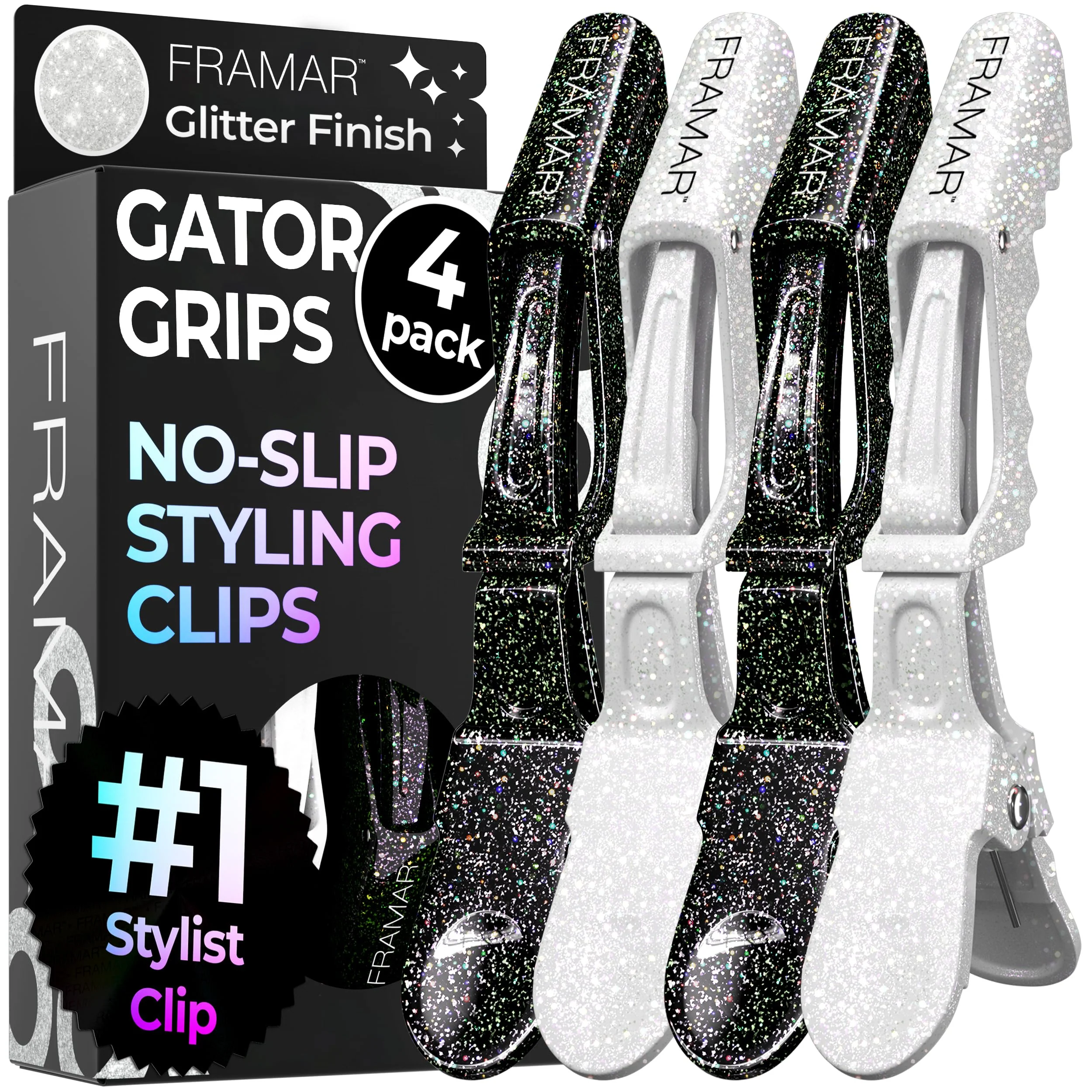 Reusable FRAMAR Glitter Hair Clip Set - Alligator Clips For Hair Styling Hair Styling Clips Sectioning Glitter Hair Clips For Women Styling Salon Hair Clips Powerful