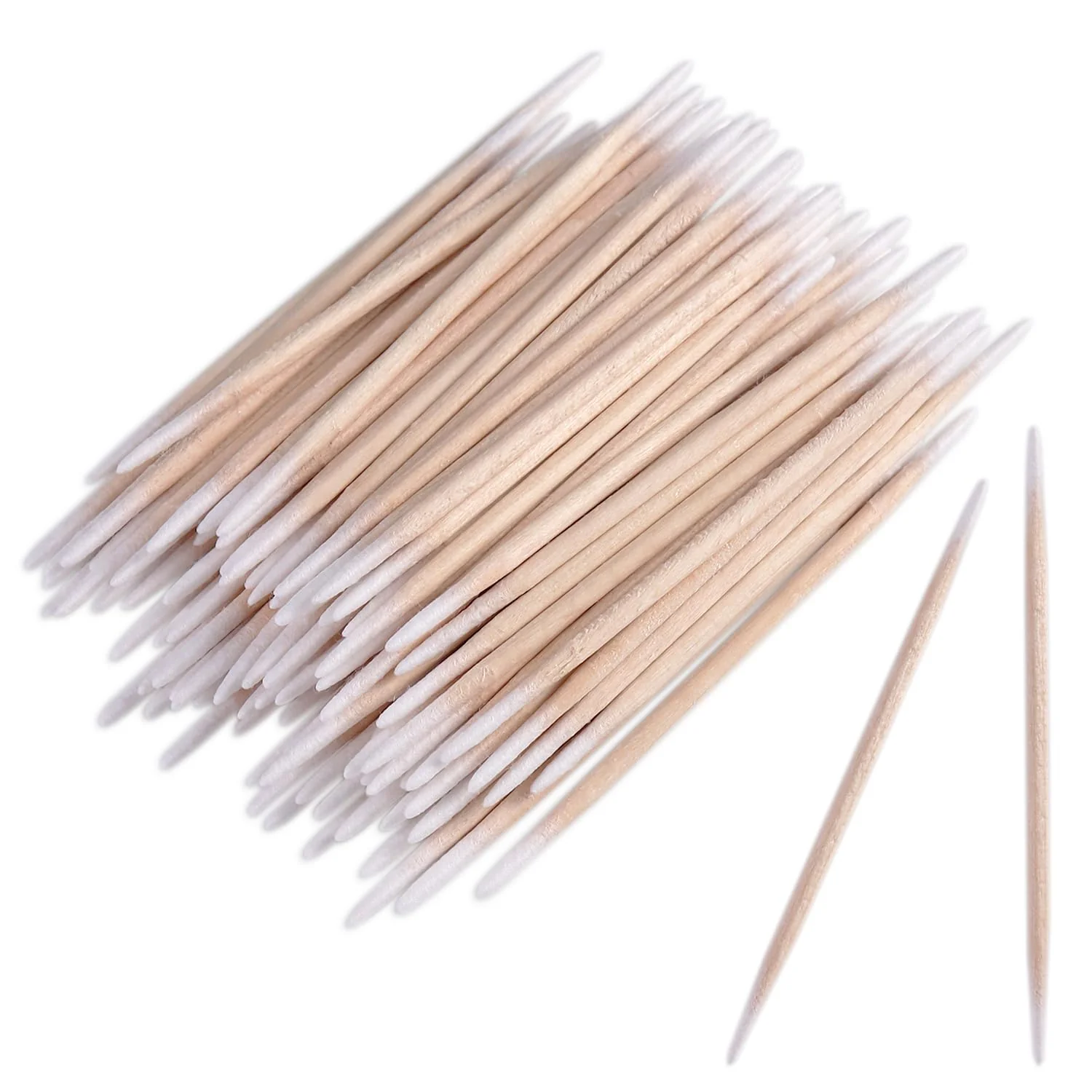 Comfortable FSpronail 200pcs Pointed Tip Cotton Swabs White Double-head Precision Microblading Cotton Swabs with Wooden Sticks Nail Polish Remover Pen Touch Up Original