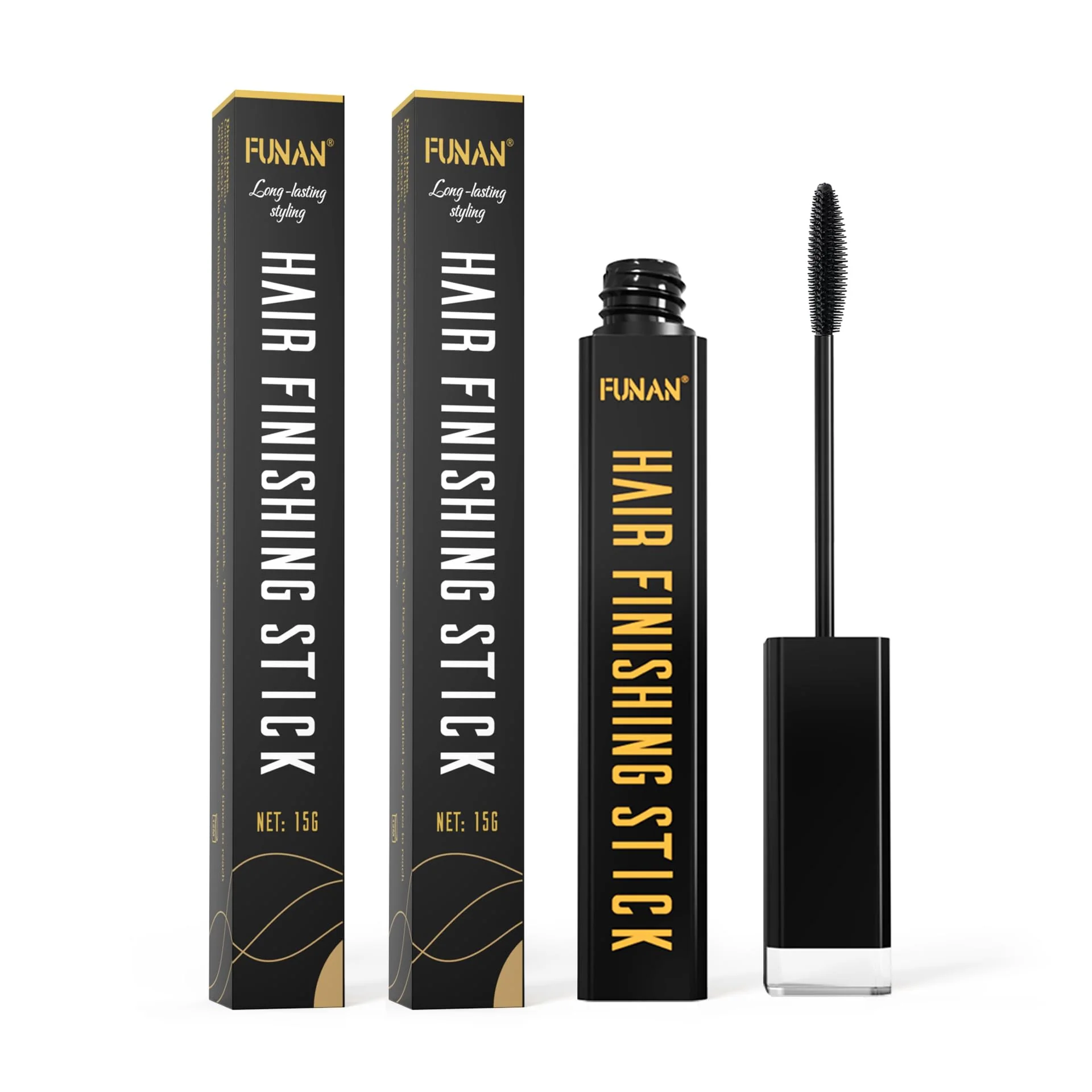 Efficient FUNAN 2pcs Hair Mascara for Flyaway Tamer Hair Finishing Stick Not-Greasy Hair Gel Stick and Gloss Enhancer Crafted
