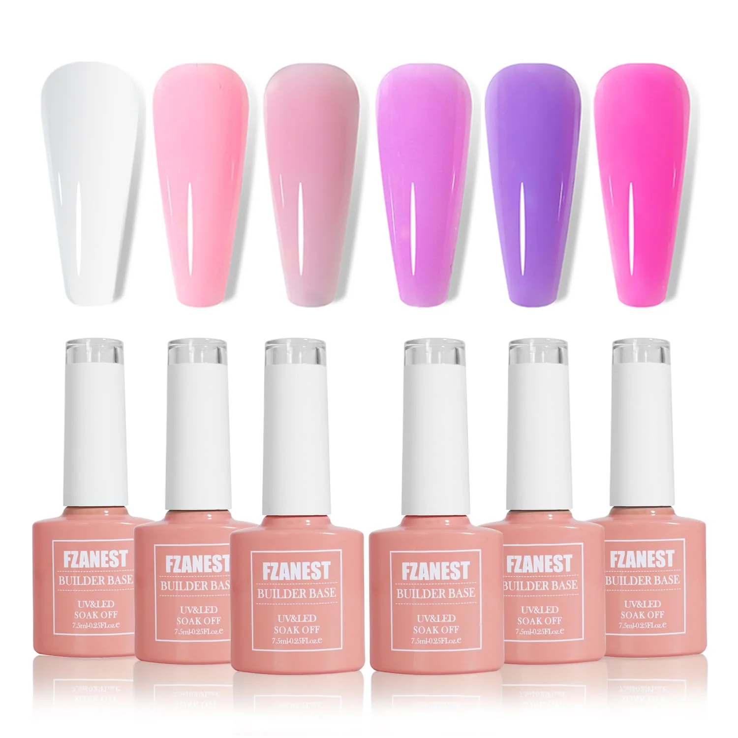 High-Quality FZANEST Builder Gel Nail Kit Milky White Sheer Jelly Nude Pink 6 Colors Rubber Base Builder Gel For Nails Strengthener Extension Gel Nail Art Salon Green