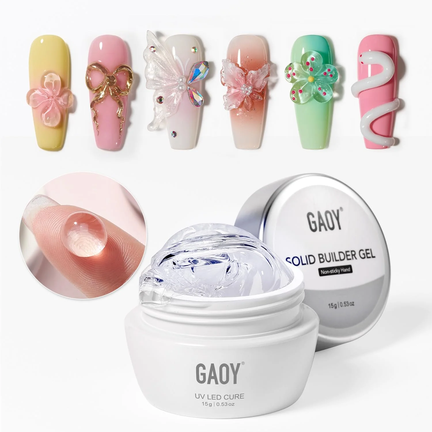 Effective GAOY Clear 3D Sculpting Gel for Nail Art 15g Solid Nail Gel Non-Sticky Hard Builder Gel for Carving Molding and Building Versatile