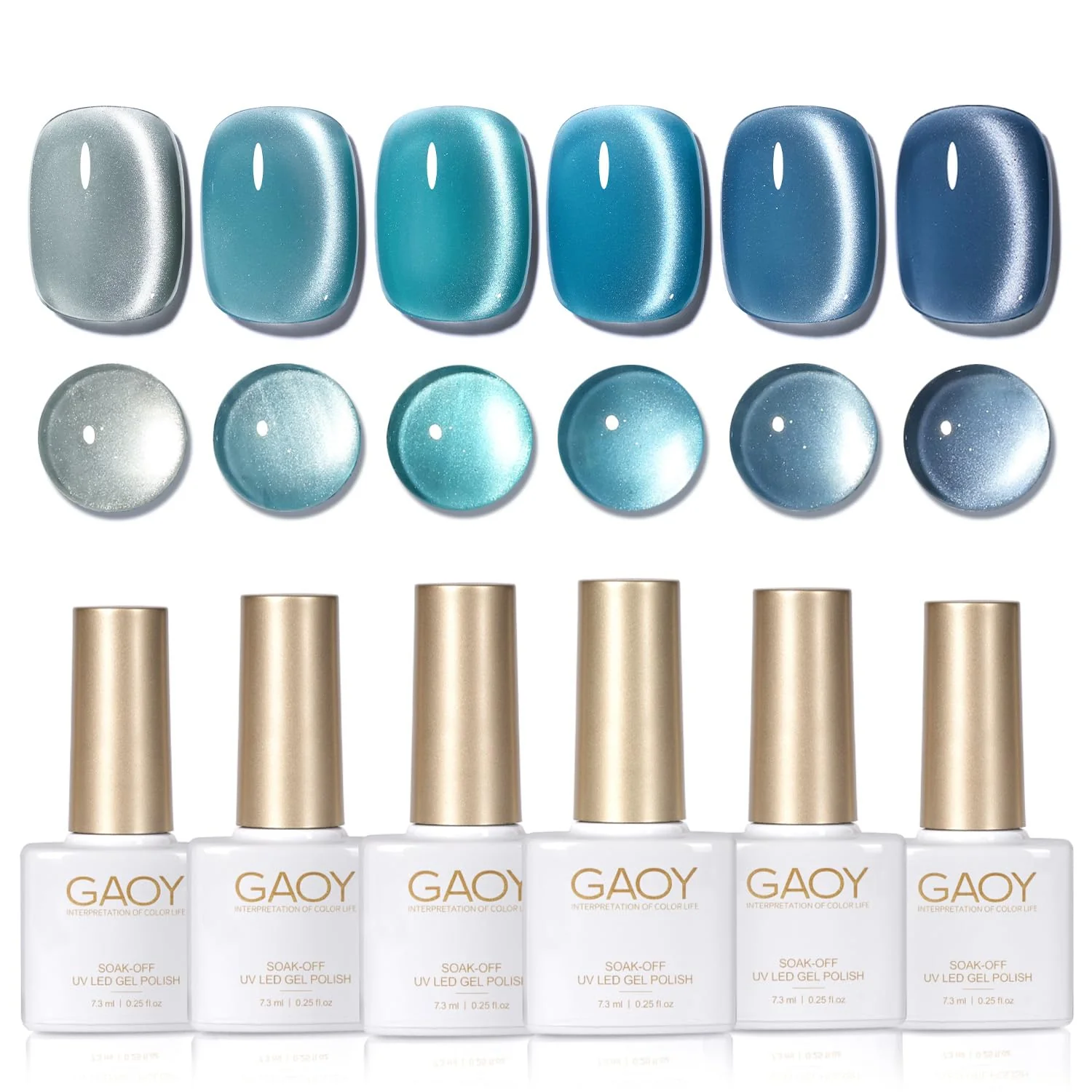 Sophisticated GAOY Blue Cat Eye Gel Polish Set with Magnet Royal Navy Blue Tropical Sea High-Quality