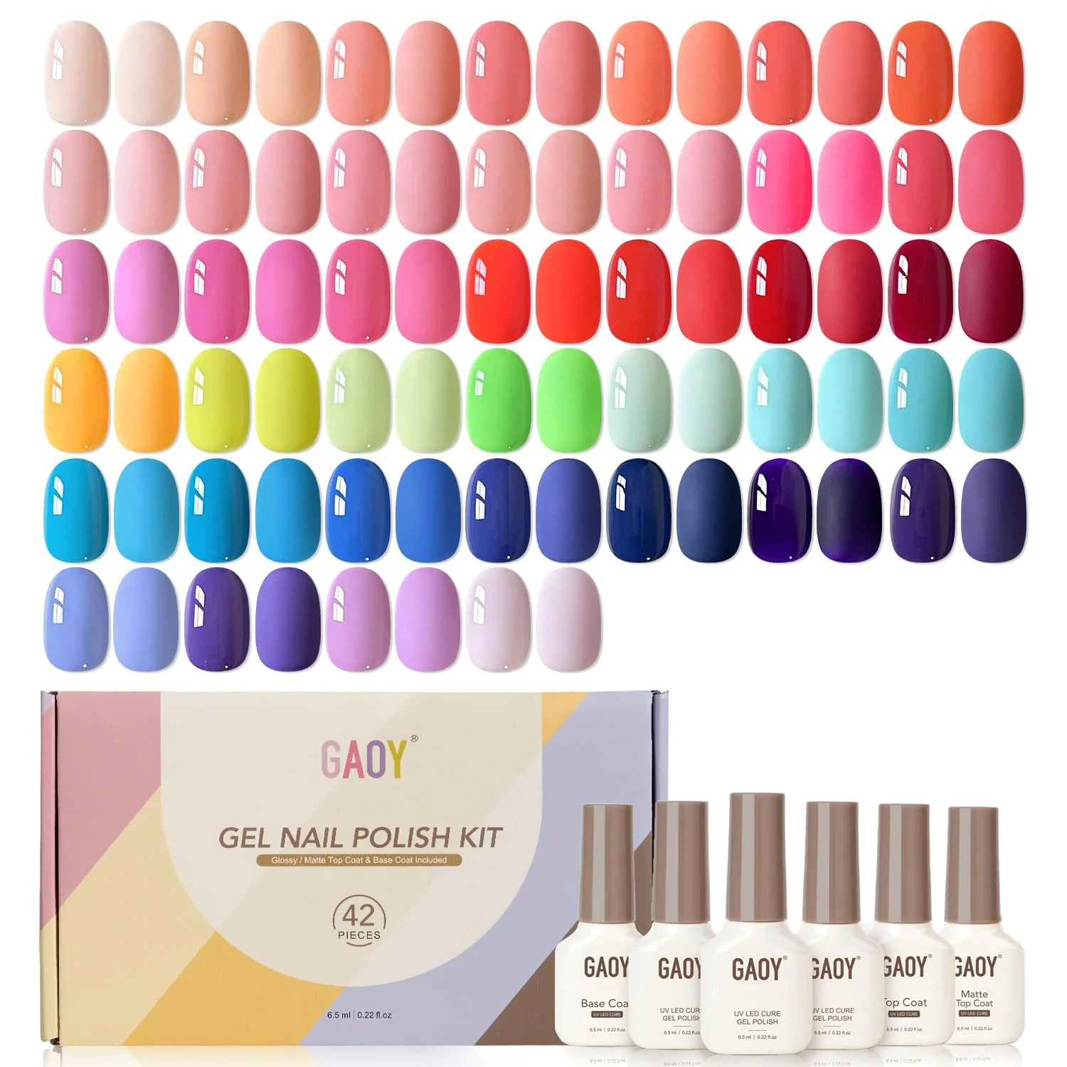 Trusted GAOY 42 Pcs Gel Nail Polish Kit Bright Neon Colors Spring Summer Gel Nail Polish Set with Glossy Matte Top Coat and Base Coat for DIY Manicure at Fine Crafted