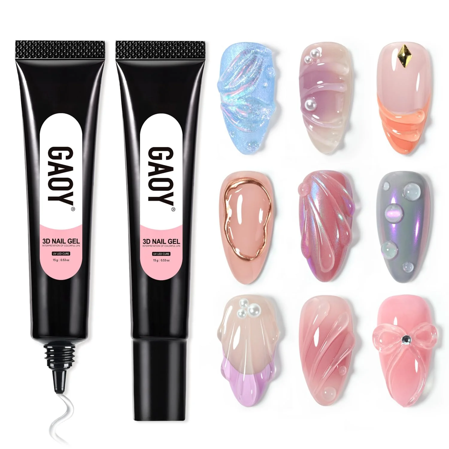 Environmentally Friendly GAOY 2Pcs 3D Nail Gel Clear Sculpting Gel for Carving Molding Painting Nail Art Designs Glue for Rhinestone Gems Decoration Top-Quality