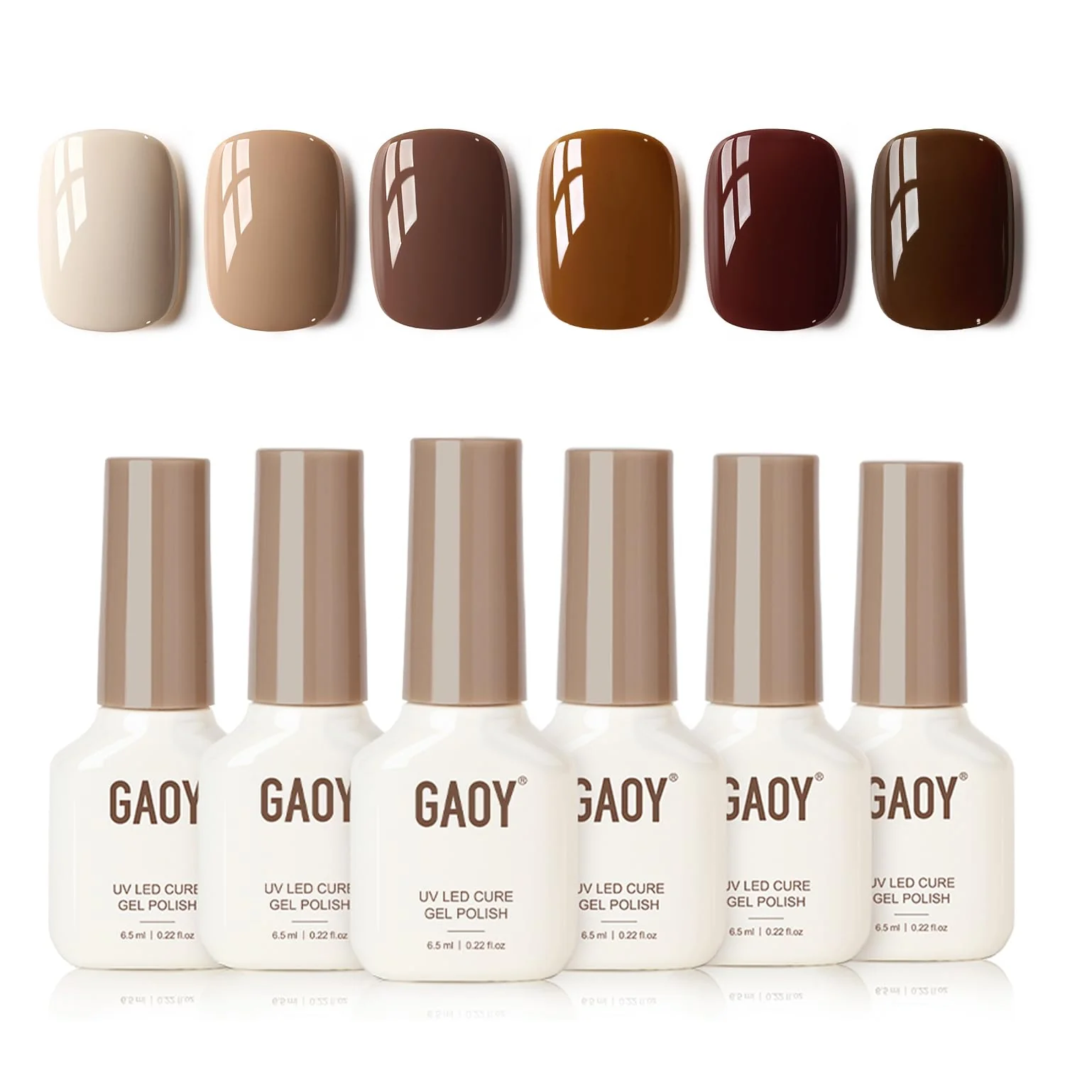 Quality GAOY Nude Brown Gel Nail Polish Set 6 Colors Beige Chocolate Caramel UV Cure Gel for DIY Manicure at Home Detailed