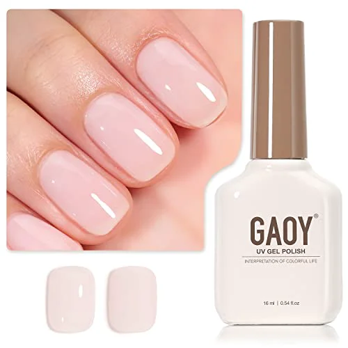 Premium GAOY Sheer Light Pink Gel Nail Polish 16ml Jelly Milky White Peach Translucent Color 1352 UV Light Cure Gel Polish for Nail Art DIY Manicure Organic