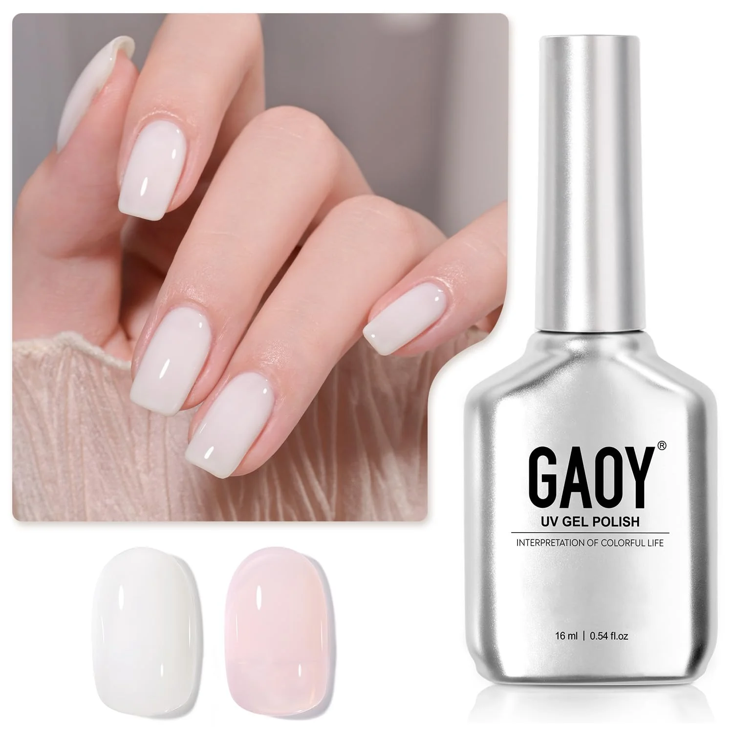 Artisan GAOY Sheer Light Pink Gel Nail Polish 16ml 2 Colors 1352 1482 Jelly Milky White Translucent Soak Off UV Gel Polish Set for Nail Art DIY Manicure at Classic