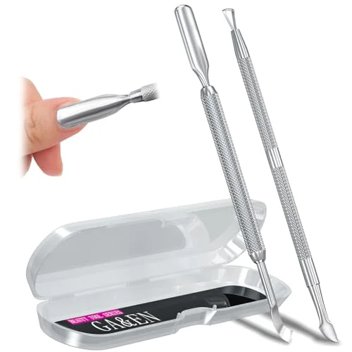 Carefully Designed GA EN 2PCS Metal Silver Cuticle Pusher and Scraper Nail Trimmer Cutter Stainless Steel Gel Scraper Tool Nail Polish Remover Peeler Durable Salon Artisan
