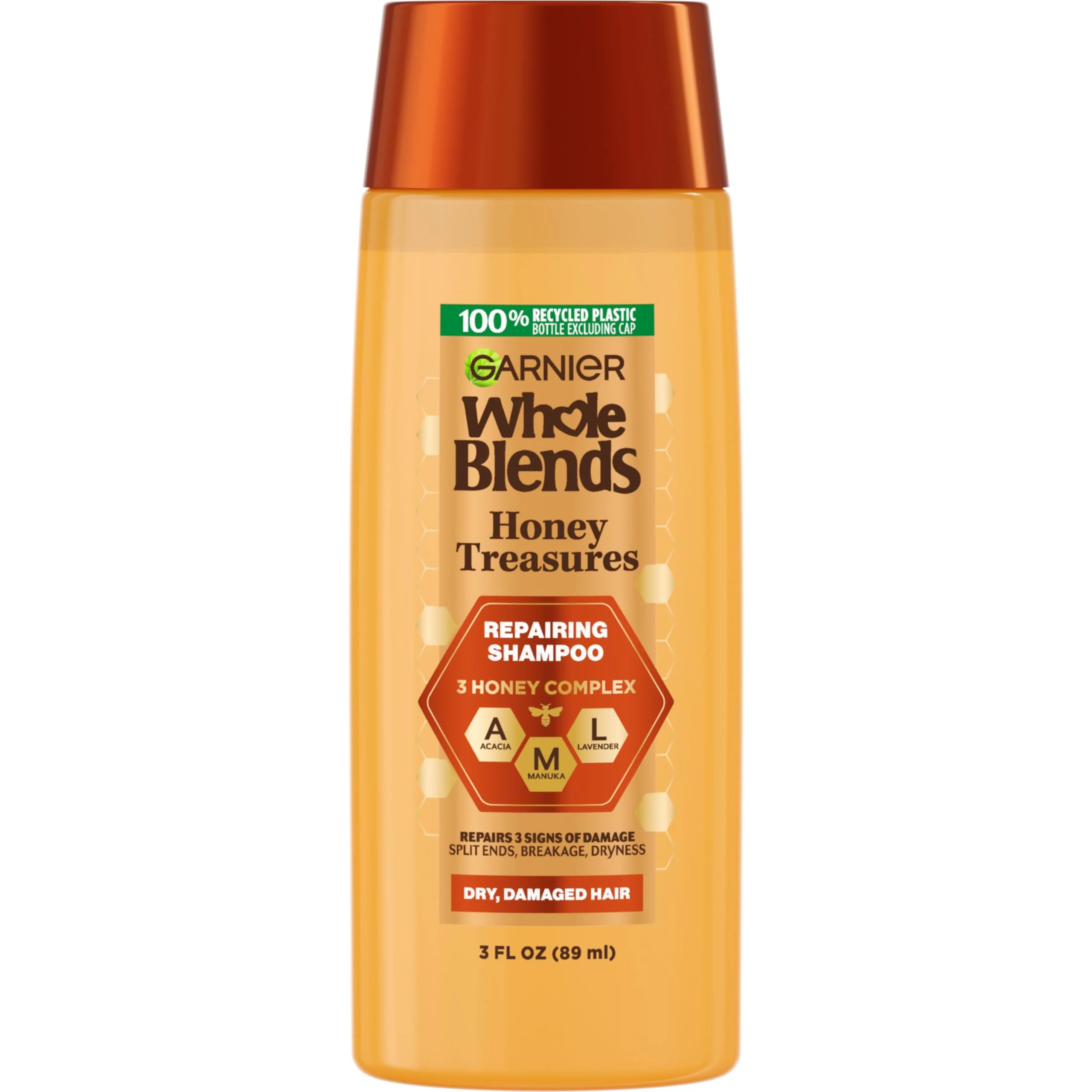 Unique Garnier Whole Blends Honey Treasures Repairing Shampoo for Dry Damaged Hair 3 Fl Oz Travel Size 1 Count Packaging May Vary Powerful