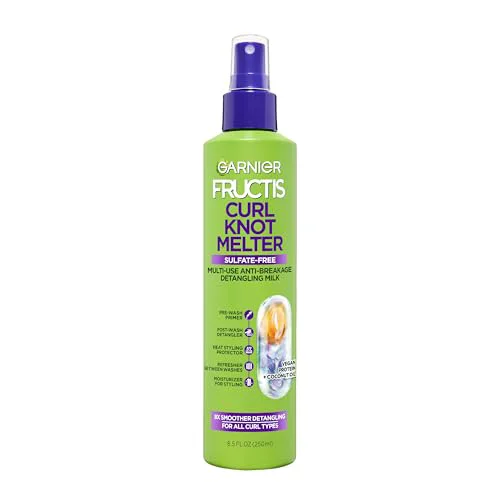 Fine Garnier Fructis Curl Knot Melter Multi-Use Anti-Breakage Detangling Milk Moisturizing Detangler Spray and Heat Protectant For All Curl Types Made Environmentally Friendly