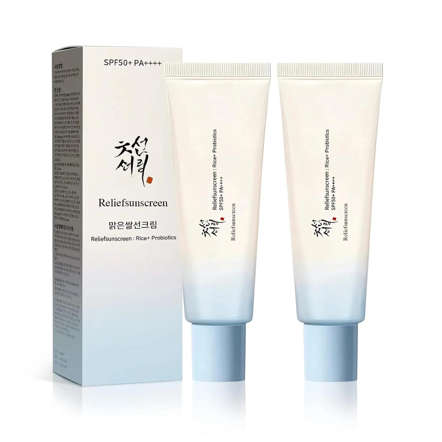 Elegant 2PC Organic Sunscreen SPF50 Korean Skin Care Solution for All Skin Types PA Rice and Probiotics A Sun Protection Factor SPF 50 High-Grade