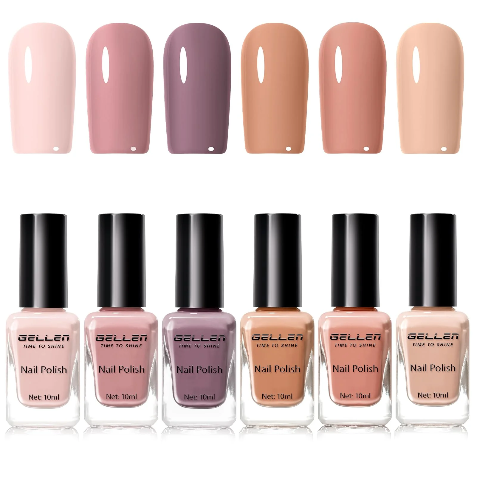 Smooth GELLEN Nail Polish Neutral Earth Tones Nude Dusty Rose Fall Winter Air Dry Regular Nail Polish 6-color Set for Finger Toe Nails Home Salon All Modern