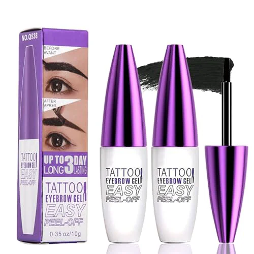 Quality 2Pcs Black Peel Off Brow Tint Gel - Waterproof Sweatproof Tattoo Effect Transfer-Resistant Multi-Day Wear All Skin Types Mother s Day Women's Day Casual