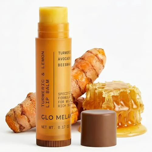 Solid Glo Melanin All Natural Lemon and Turmeric Lip Balm - Natural Lip Balm Illuminate Your Smile Brighten Nourish Dark Lips Effortlessly - For Smokers High-Performance
