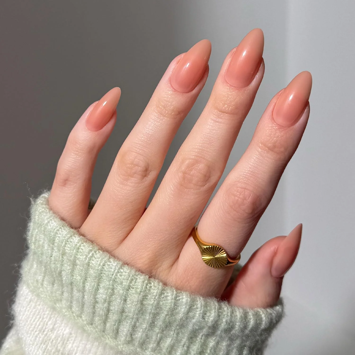 Genuine Glamnetic Press On Nails - Sheer Peach Medium Almond Fake Nails Sheer Peach Pink Neutral Salon Quality 15 Sizes - 30 Nail Kit Wtih Glue User-Friendly