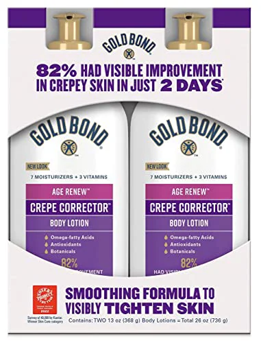 Sophisticated Gold Bond Age Renew Crepe Corrector Body Lotion Replenishing Smoothing Formula 26 OZ 2 13 OZ bottles Solid