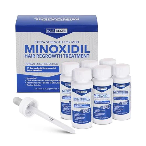 Reliable Hair Regen Liquid Minoxidil for Men 5 - Advanced Topical Solution for Regrowth - Growth Treatment for Men Hair Loss 6-Pack as 6-Month Supply Kit Contemporary