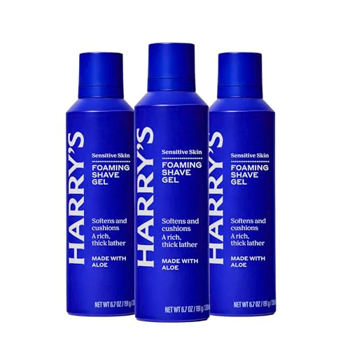 Consistent Harry's Foaming Shave Gel for Men with Aloe - 3 Pack 6.7oz - Soothes and Cushions Skin for Shaving - Safe For Sensitive Skin Pure