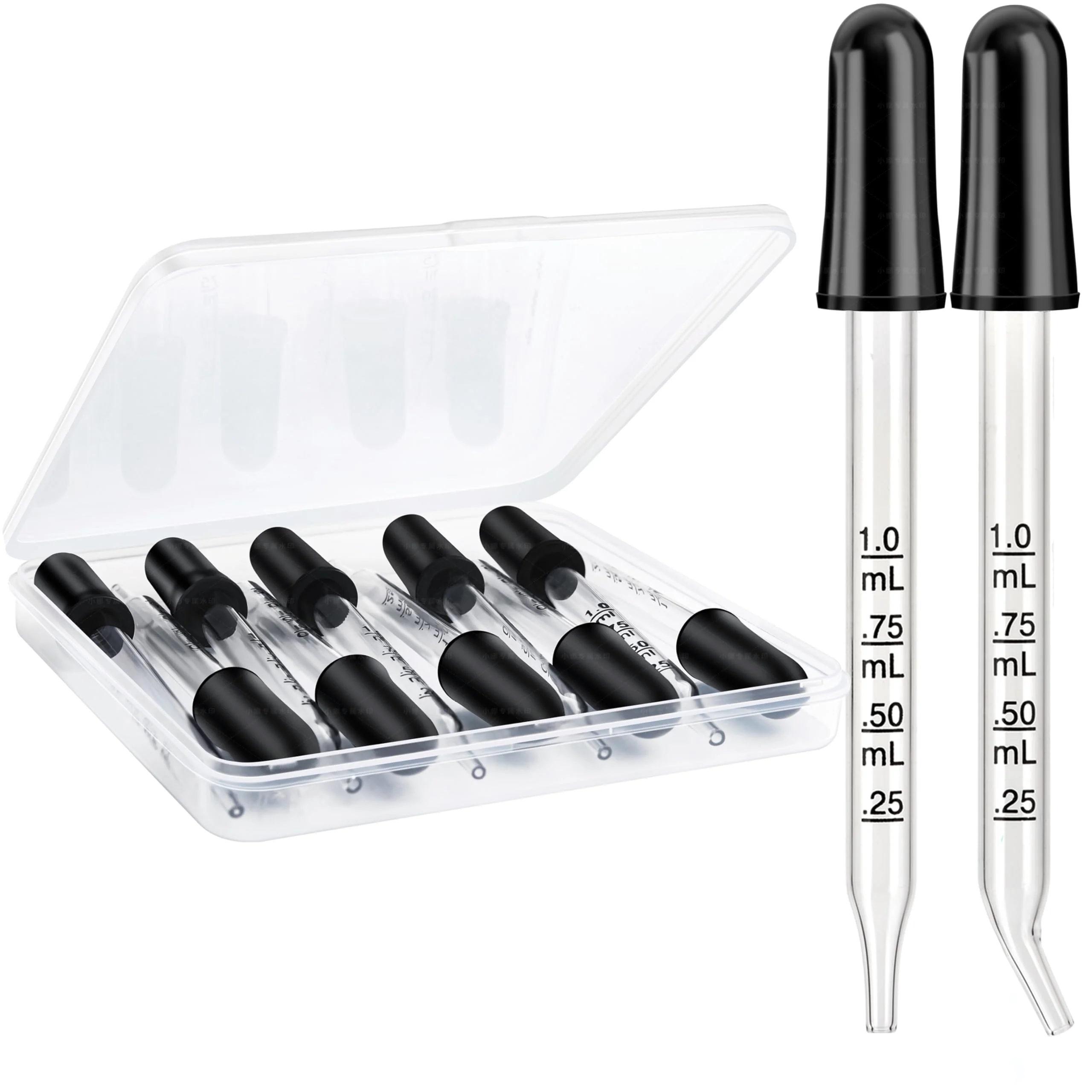 Official Herain 20 Pack Glass Eye Dropper 1ml Pipettes Dropper for Essential Oils Skincare Lab Health Care Measuring and Transferring a Variety Functional