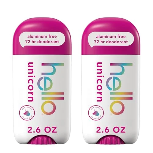 Eco-Friendly hello Unicorn Aluminum Deodorant for Women Girls Safe for Kids Dermatologically tested Natural Fragrance 2 Pack Professional