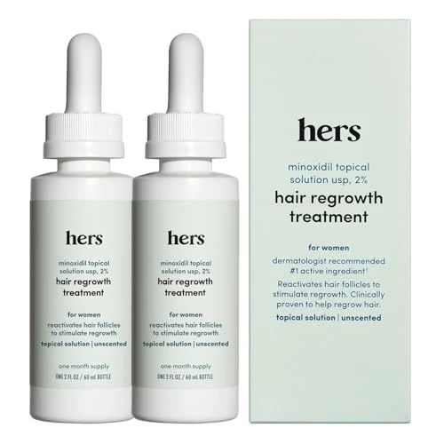 Green hers Hair Regrowth Treatment - Topical Minoxidil 2 Solution for Women - Supports Thicker Fuller Hair - Non-Greasy - Unscented 2 Pack Elite