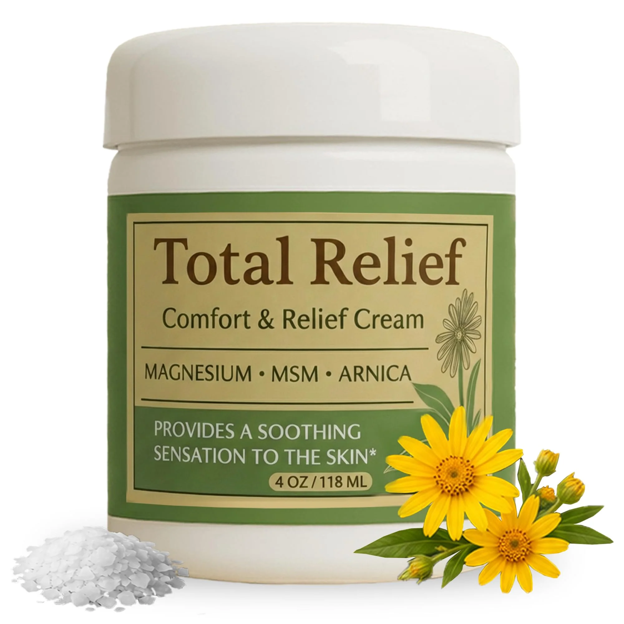 Detailed HiRelief Total Relief - Magnesium Cream - Soothing Topical Lotion for Muscles Joints Legs - Magnesium Chloride with MSM Arnica B6 Classic