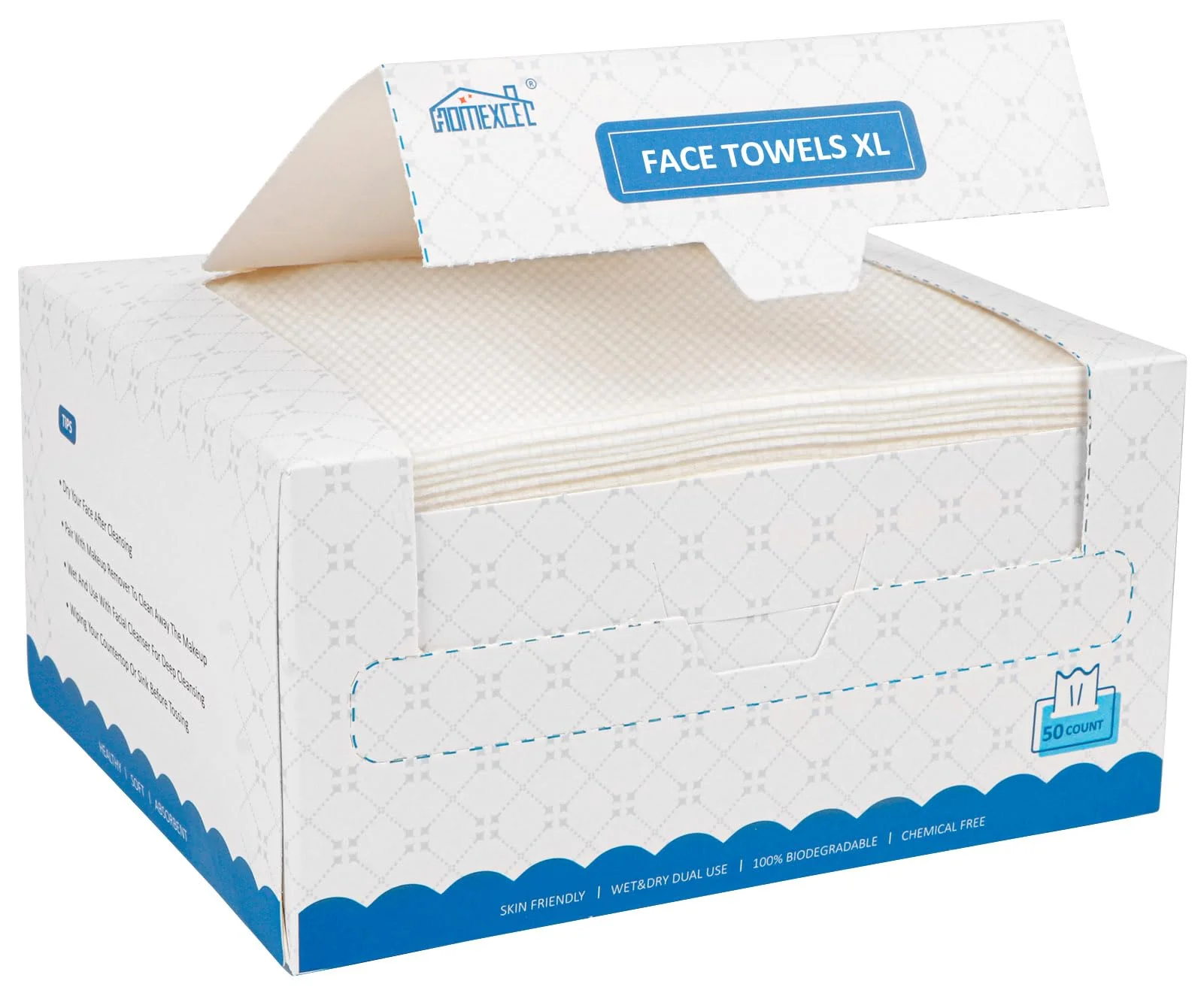 Breathable HOMEXCEL Face Towels 50 Count Disposable Makeup Remover Wipes Super Soft Biodegradable Dry Facial Hand Clean Facial Towels Wash Cloth Luxury