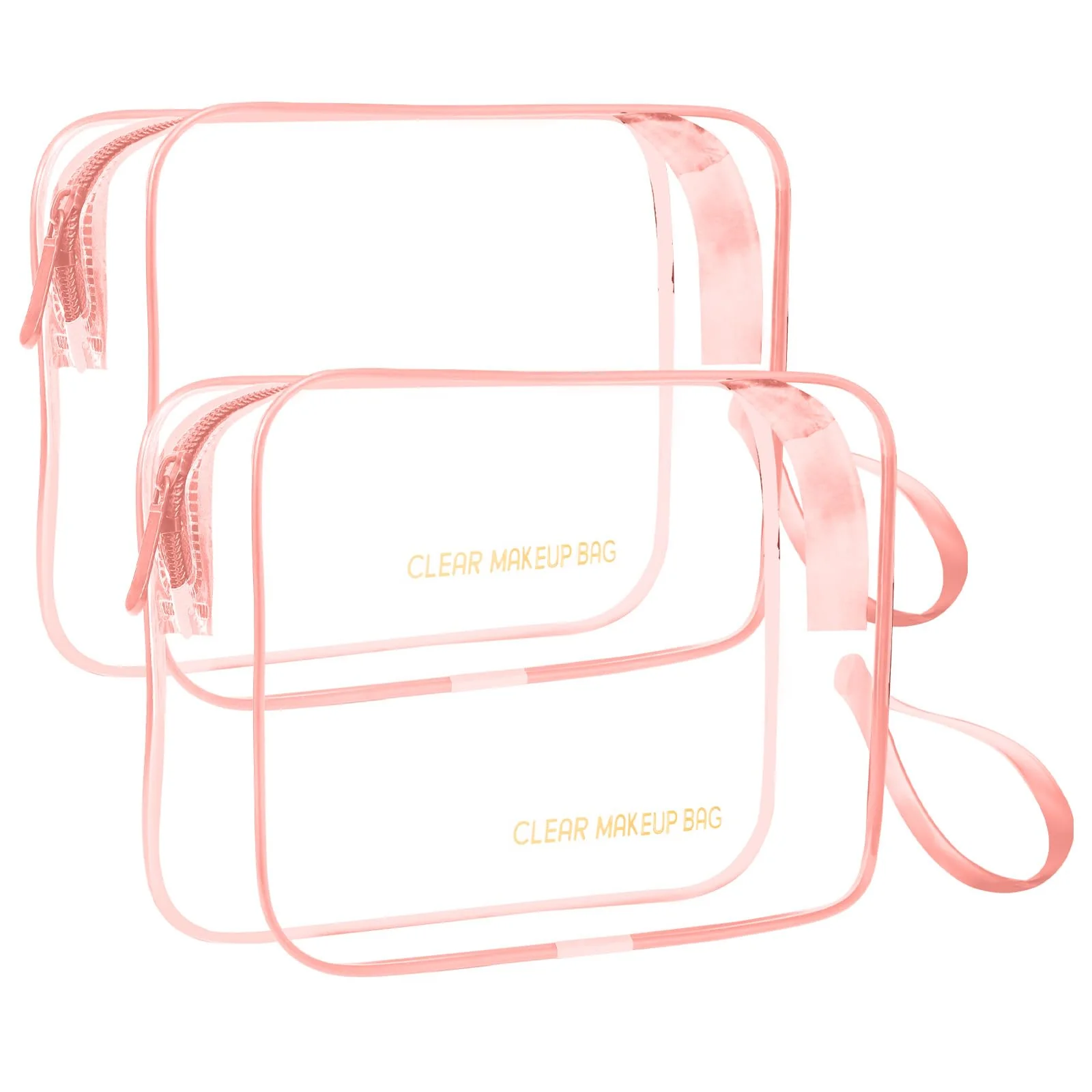 Contemporary Icramsy Clear Makeup Bag 2 Pack TSA Toiletry Bag Travel Toiletry Bag Hanging Makeup Cosmetic bag for Women Men Pink Versatile