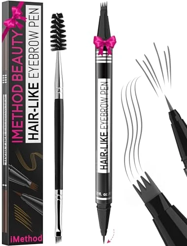 Lightweight iMethod Eyebrow Pen - Eyebrow Pencil al 2-in-1 Eye Brow Pencils for Women with 4-Fork-Tip Precise Brush-Tip for Natural Hair-Like Brows Last Functional