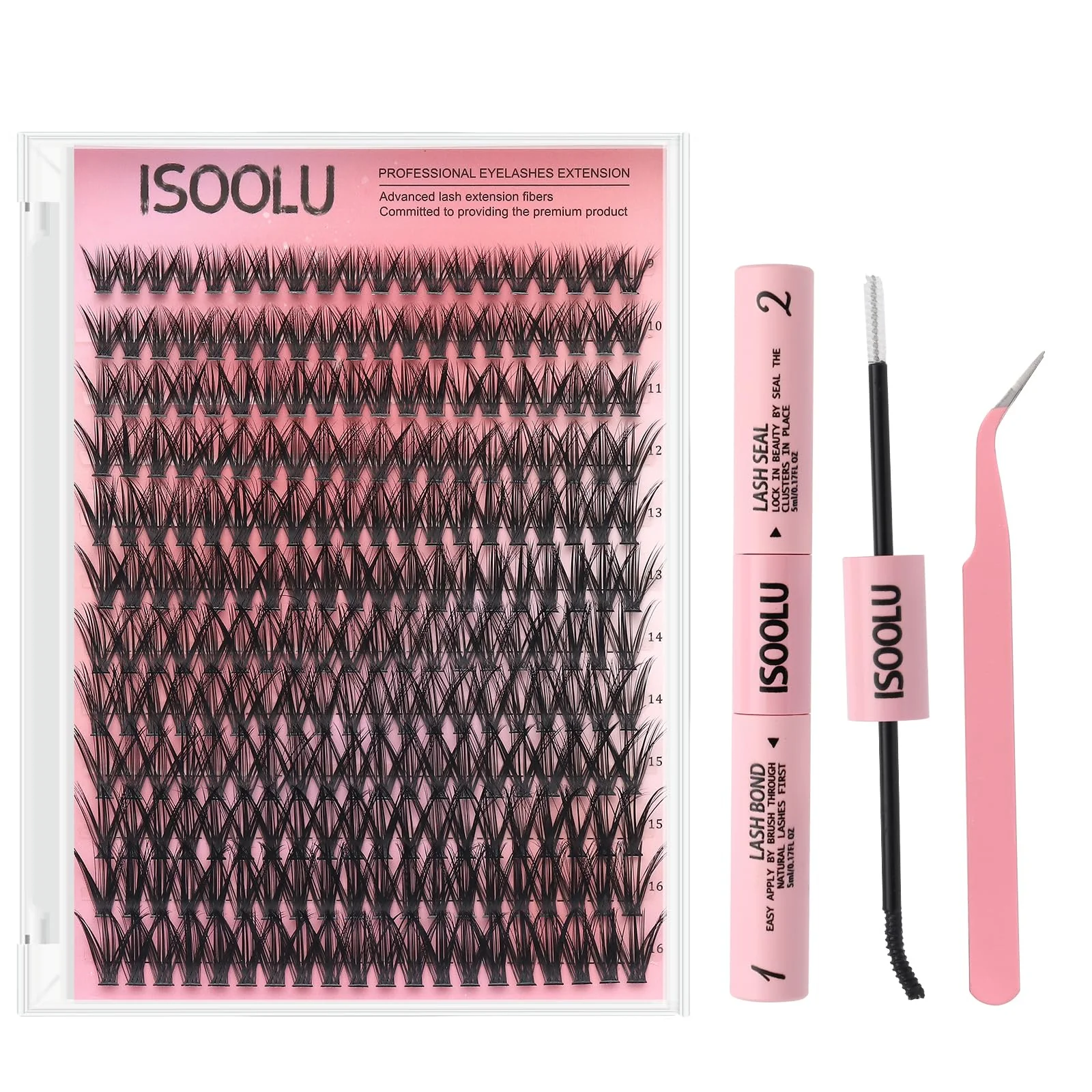Long-Lasting ISOOLU Lash Clusters Manga Individual Lashes Wispy Eyelash Clusters WideSpan Eyelash Extension Kit with Lash Bond and Seal Wet-Look Spiky Cluster Verified