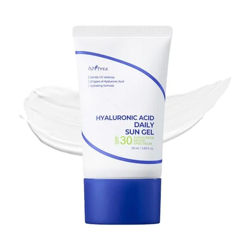 Healthy ISNTREE Hyaluronic Acid Daily Sun Gel SPF 30 Korean Face Sunscreen with Hyaluronic Acid Lightweight Moisturizing Daily Sunscreen No White Cast High-Grade