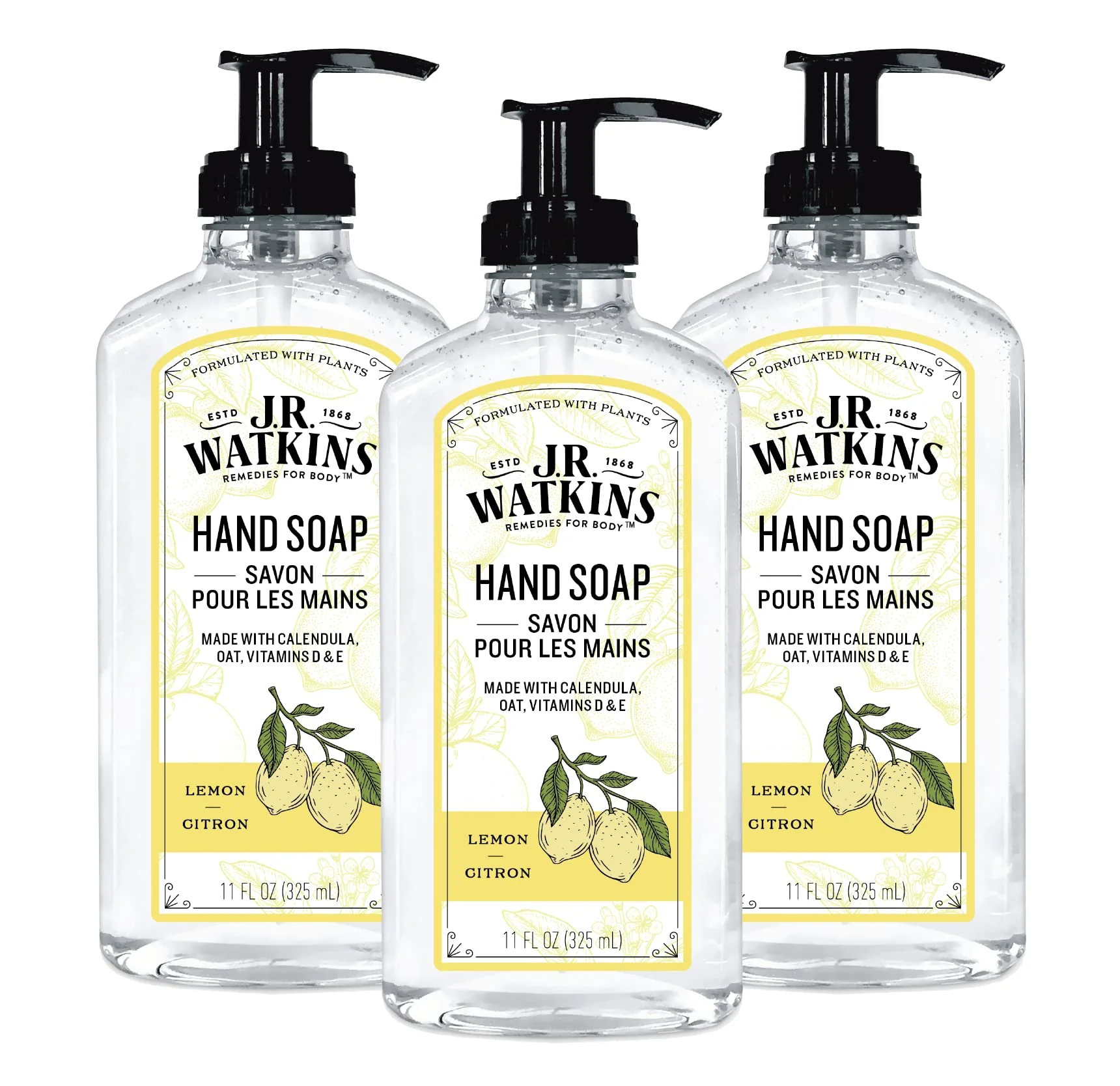 First-Class J.R. Watkins Gel Hand Soap 3 Pack of 11 Fl Oz Lemon Scent Fashionable