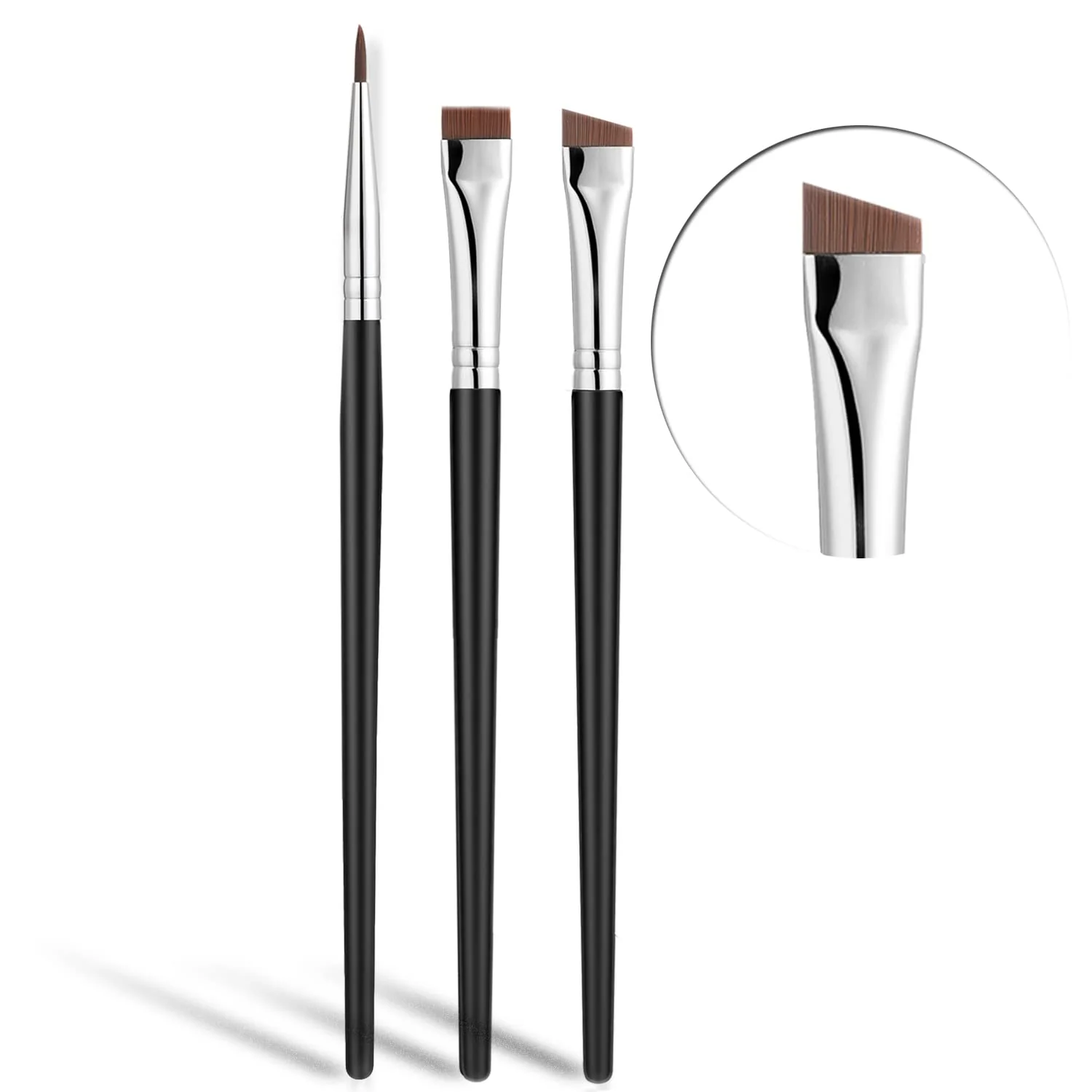 Enhanced Fine Angled Eyeliner Brush JASSINS Ultra thin Precision EyeLiner Makeup Brushes Set Fine Point Eyeliner Brush Synthetic Bristles Eye Makeup Tool 3 Effective