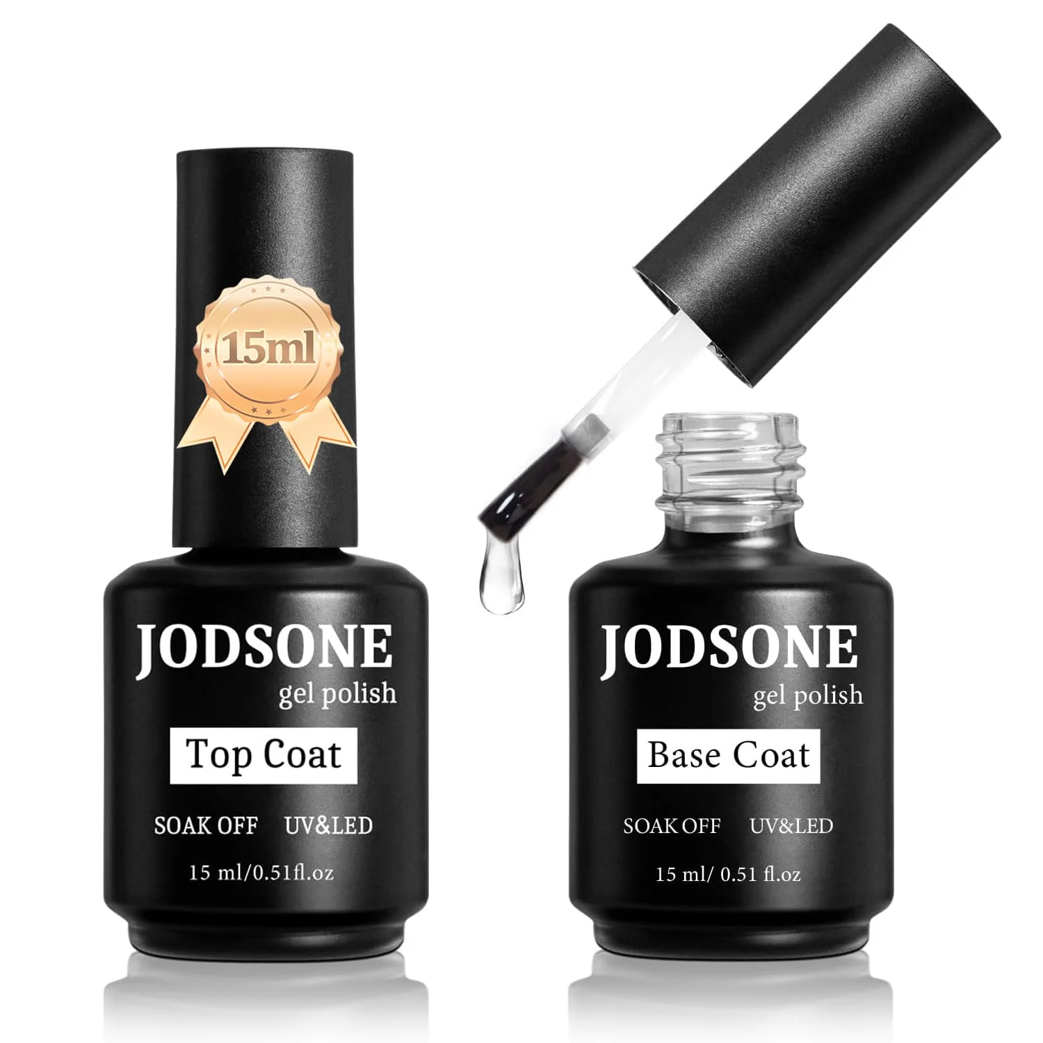 Prestigious JODSONE 2 Bottles of Top Coat Base Coat Set No Wipe Foundation Combination Bright Surface At Home DIY Nail Salon Girl Gift Sophisticated