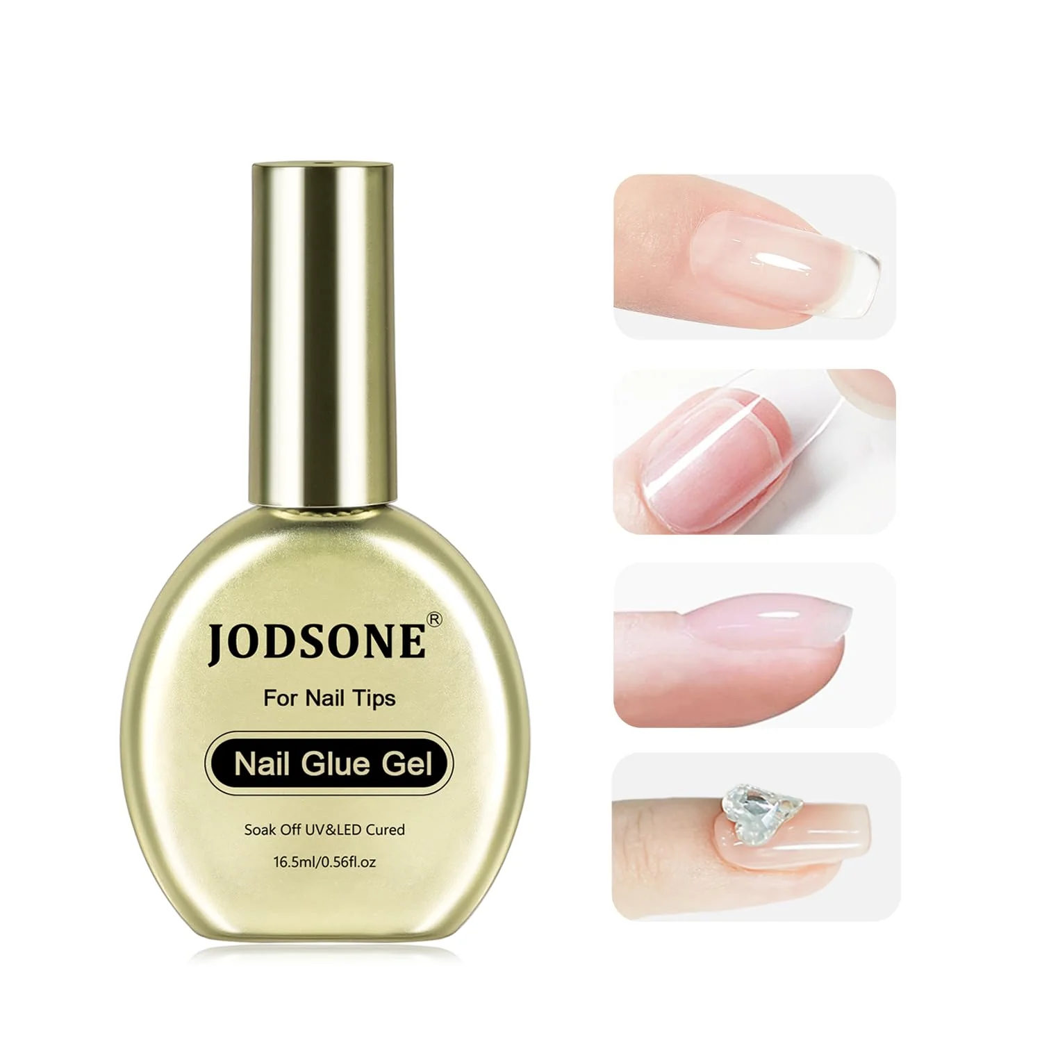 Durable JODSONE Nail Glue Gel - 16.5ml 4-in-1 Formula for Tips Base Coat Builder Gel Rhinestones. Achieve Long-Lasting Salon-Quality Art at Home Requires Optimized