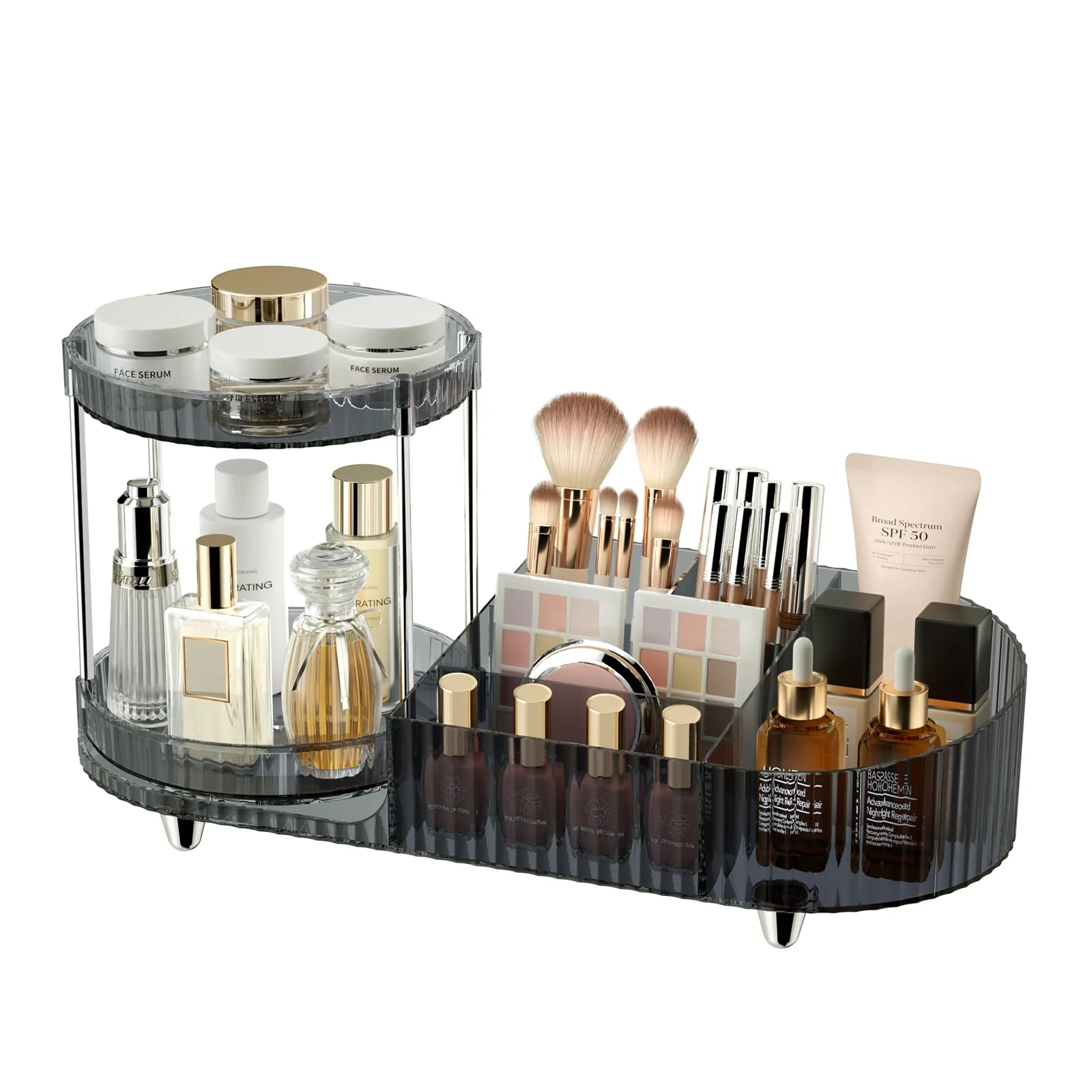 Responsible Makeup Organizer Countertop for Vanity 360 Rotating Perfume Tray with 5-compartment Cosmetic and Skincare Organizers Multi-Purpose Desk Storage High-Quality