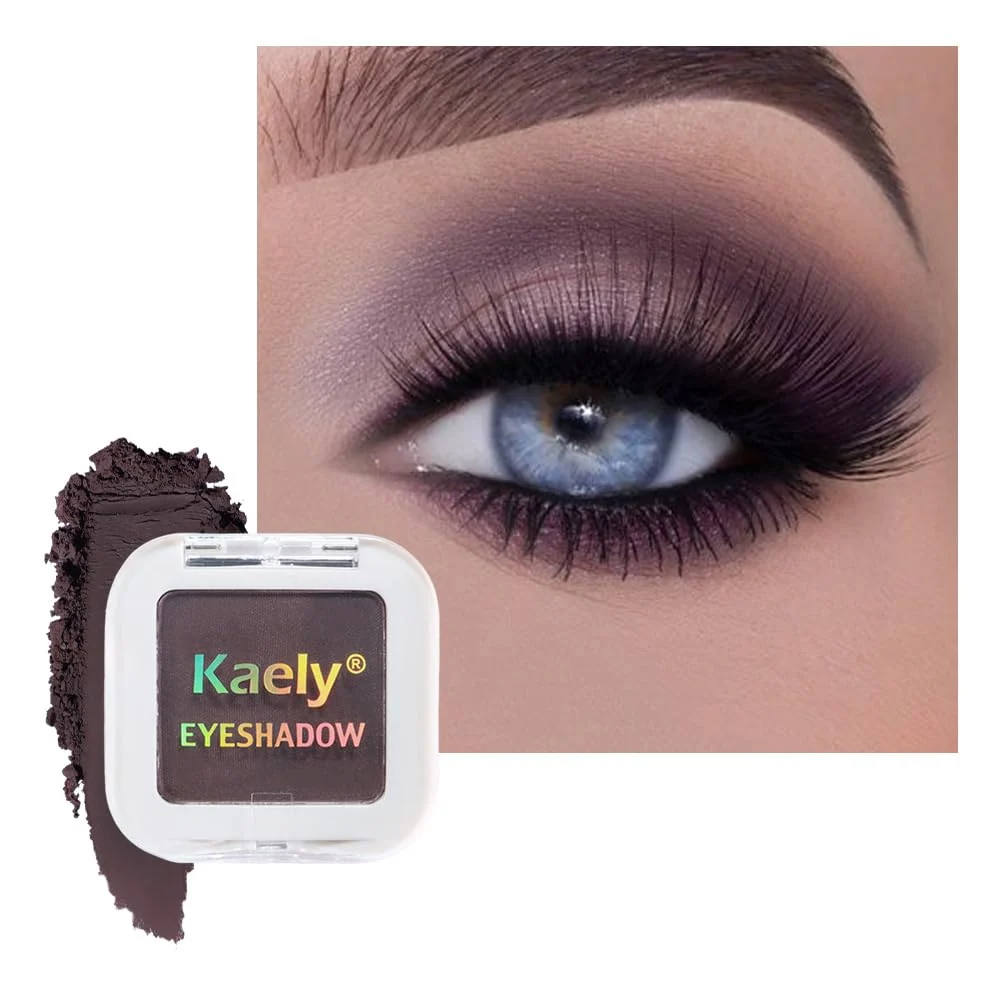 Enhanced Kaely Smokey Plum Single Eyeshadow Makeup Purple Neutral Powder Matte Eye Shadow for Older Women Monochrome Eye Shadow Palette Pigmented Waterproof High-Grade