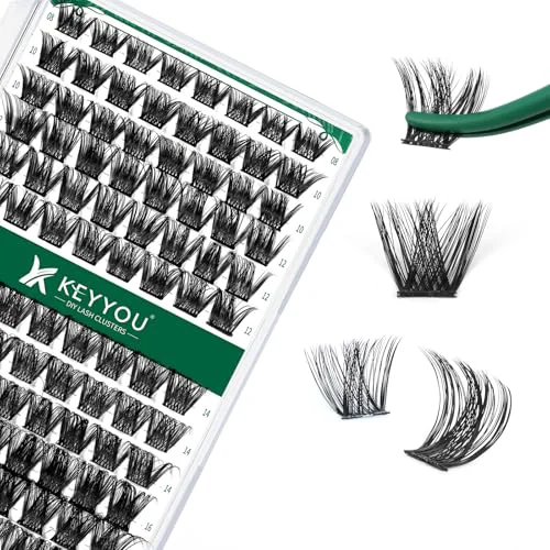 Refined Lash Clusters 96 Pcs Cluster Lashes D Curl 10-18MIX DIY Lash Extensions Eyelash Clusters KEYYOU Volume Wispy Individual Lashes Soft Comfortable Easy Next-Generation