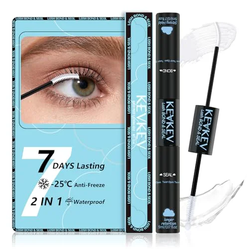 Soft KEVKEV Lash Cluster Glue Upgraded Clear Lash Glue 7 Days Long Lasting 2-3S Fast Dry Lash Bond and Seal 2 in 1 Waterproof Latex- Easy To Apply Minimalist