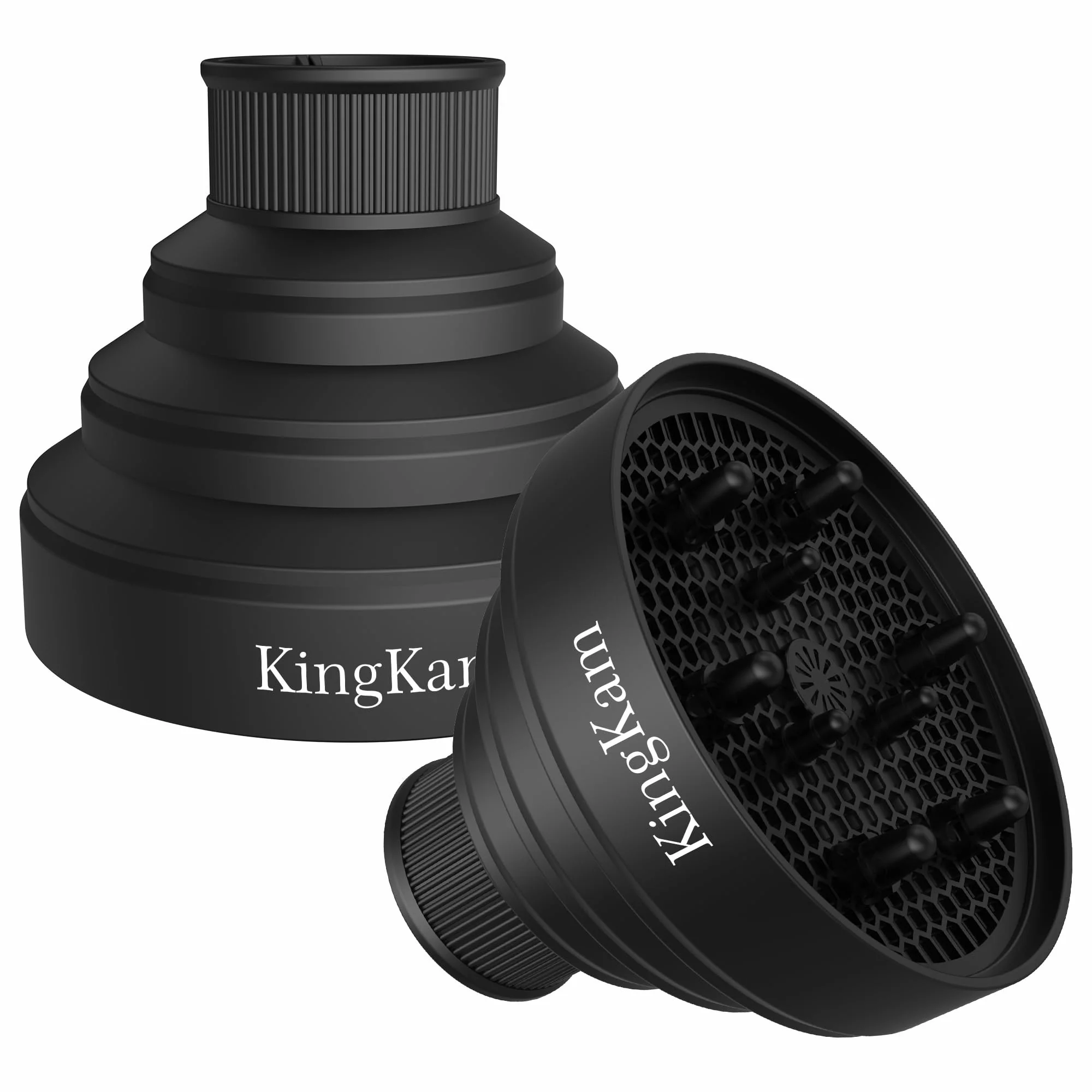 Elite Universal Collapsible Hair Dryer Diffuser Scalp Massager Brush Combo - KingKam Diffuser Attachment Fit Most Hair Dryers with Nozzle Diameter Top-Quality