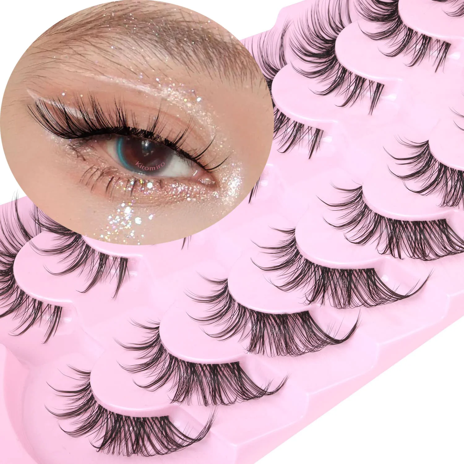Minimalist Manga Lashes Fox Eye False Eyelashes Natural Look Faux Mink Lashes Wispy Clear Band Spiky Cat Eye Strip Eyelashes Pack 7 Pairs Verified