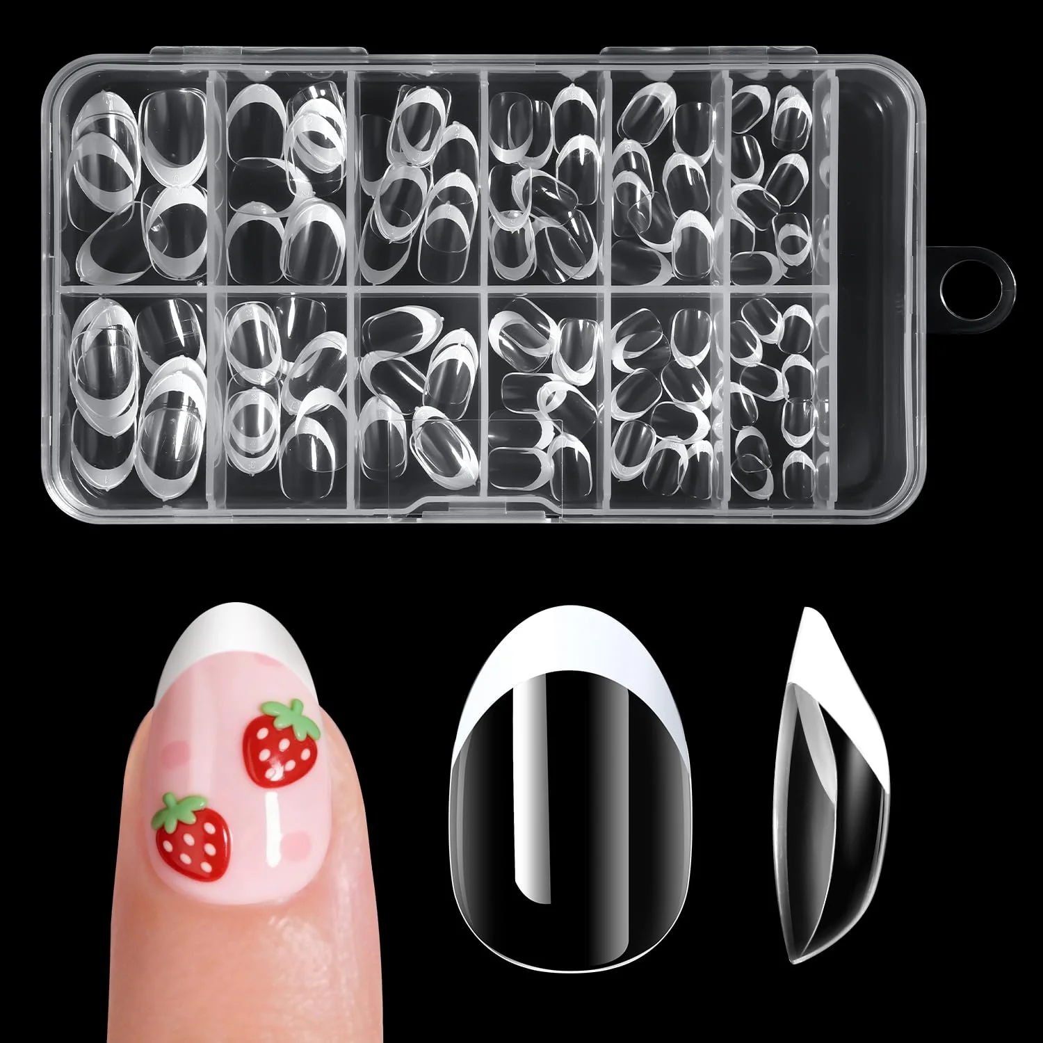 Crafted krofaue 240Pcs Kids Press on Nails with Handle - Short Fake Nails for Girls 12 Sizes Soft Gel Nail Tips for Safe Fun DIY Nail Tips Art for Children Pure