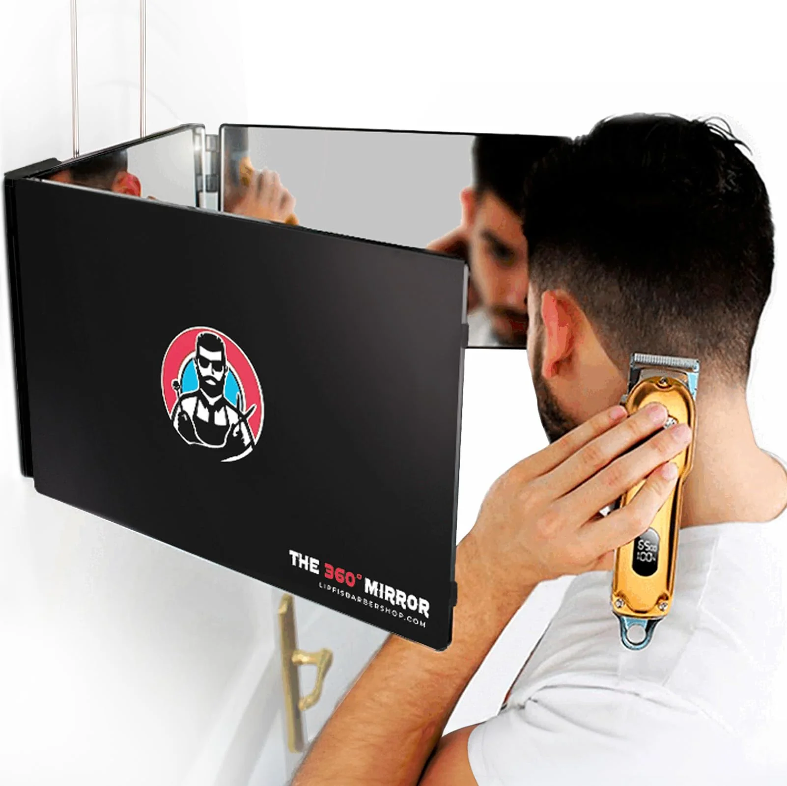 Original Design The 360 Mirror - 3 Way Mirror for Self Hair Cutting - Adjustable Trifold Barber Miror to Cut Your Own Hair - Tri Fold Self Haircut System for Men Outstanding