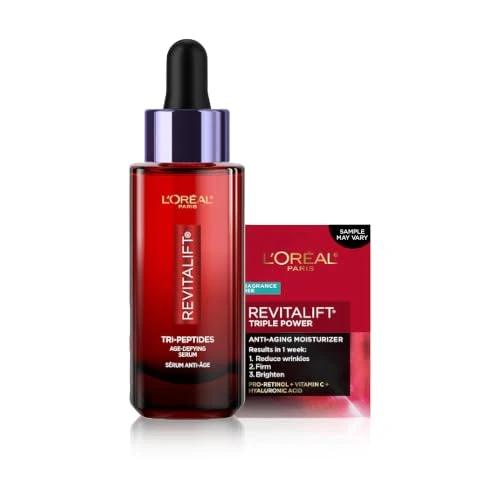 Outstanding L'O Paris Revitalift Triple Power Face Serum with Tri-Peptides Hyaluronic Acid and Vitamin C Anti Aging Anti Wrinkle Serum to Firm Smart