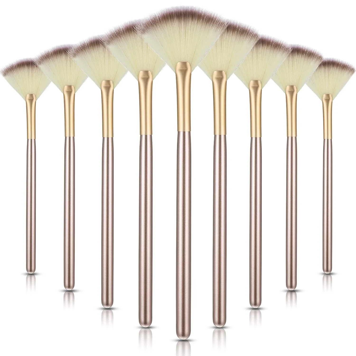 Comfortable 9 Pieces Facial Fan Mask Brushes Soft Facial Applicator Brushes Tools for Peel Glycolic Makeup for Mud Cream Champagne Prestigious